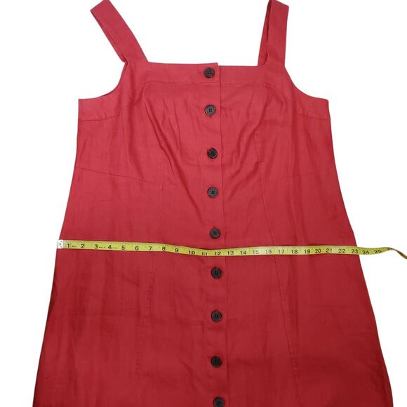NEW J Jill 100% Linen Button Front Midi Dress XL Petite Cape Cod Red Sleeveless - Picture 12 of 13